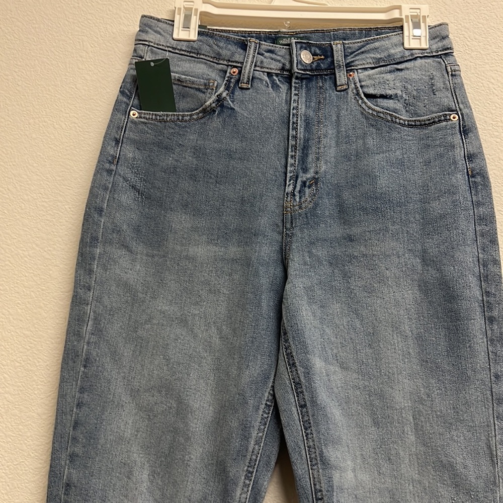 wild fable Distressed High-Rise Mom Jeans in Mid Blue - Picture 3 of 14